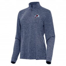 WoColorado Avalanche Antigua Heather Navy Mentor Quarter-Zip Mock Long Sleeve Top
