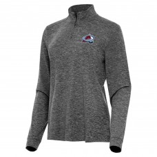 WoColorado Avalanche Antigua Heather Black Mentor Quarter-Zip Mock Long Sleeve Top