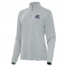 WoColorado Avalanche Antigua Heather Gray Mentor Quarter-Zip Mock Long Sleeve Top
