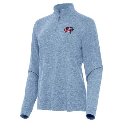 Columbus Blue Jackets Antigua Womens Mentor Quarter-Zip Mock Long Sleeve Top - Heather Aqua
