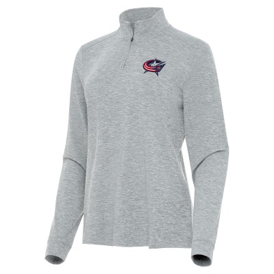 Columbus Blue Jackets Antigua Womens Mentor Quarter-Zip Mock Long Sleeve Top - Heather Gray