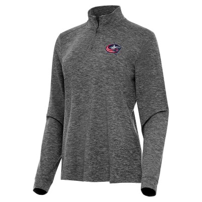 Columbus Blue Jackets Antigua Womens Mentor Quarter-Zip Mock Long Sleeve Top - Heather Black