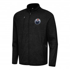 Кофта на молнии Edmonton Oilers Antigua Heather Black Hold-Up Tri-Blend