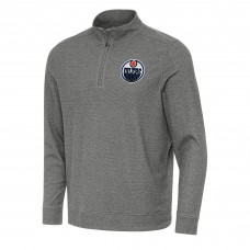 Кофта на короткой молнии Edmonton Oilers Antigua Heather Black Subtle