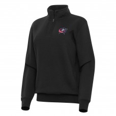 Женская Columbus Blue Jackets Antigua Black Victory Quarter-Zip Sweatshirt