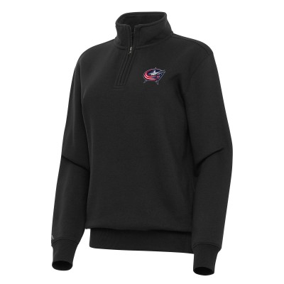 Женская Columbus Blue Jackets Antigua Black Victory Quarter-Zip Sweatshirt