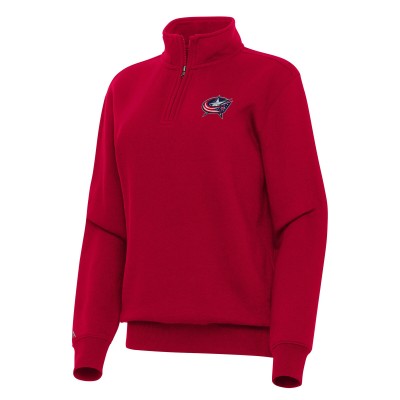 Columbus Blue Jackets Antigua Womens Victory Quarter-Zip Sweatshirt - Red