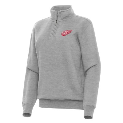Женская Detroit Red Wings Antigua Heather Gray Victory Quarter-Zip Sweatshirt