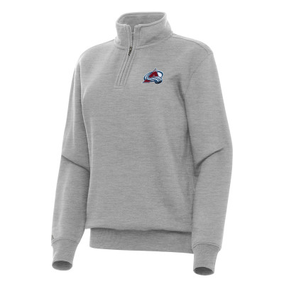 Женская Colorado Avalanche Antigua Heather Gray Victory Quarter-Zip Sweatshirt