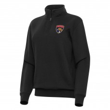 Женская Florida Panthers Antigua Black Victory Quarter-Zip Sweatshirt