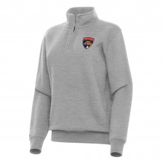 Женская Florida Panthers Antigua Heather Gray Victory Quarter-Zip Sweatshirt
