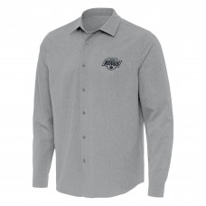 Los Angeles Kings Antigua Gray Exposure Woven Long Sleeve Button-Up Shirt