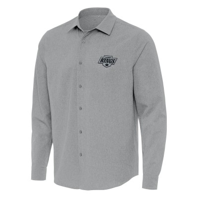 Los Angeles Kings Antigua Gray Exposure Woven Long Sleeve Button-Up Shirt
