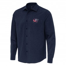 Columbus Blue Jackets Antigua Exposure Woven Long Sleeve Button-Up Shirt - Navy