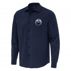 Рубашка Edmonton Oilers Antigua Navy Exposure Woven