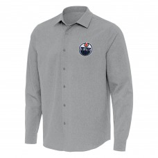 Рубашка Edmonton Oilers Antigua Gray Exposure Woven