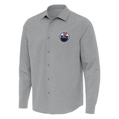 Рубашка Edmonton Oilers Antigua Gray Exposure Woven
