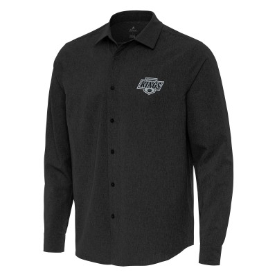 Los Angeles Kings Antigua Black Exposure Woven Long Sleeve Button-Up Shirt