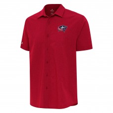 Columbus Blue Jackets Antigua Activate Woven Short Sleeve Button-Up Shirt - Red