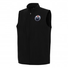 Edmonton Oilers Antigua Black Regard Full-Zip Vest