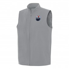 Edmonton Oilers Antigua Gray Regard Full-Zip Vest