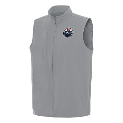 Edmonton Oilers Antigua Gray Regard Full-Zip Vest