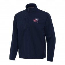 Columbus Blue Jackets Antigua Navy Brisk Quarter-Zip Windbreaker