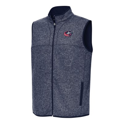 Columbus Blue Jackets Antigua Fortune Full-Zip Vest - Heather Navy