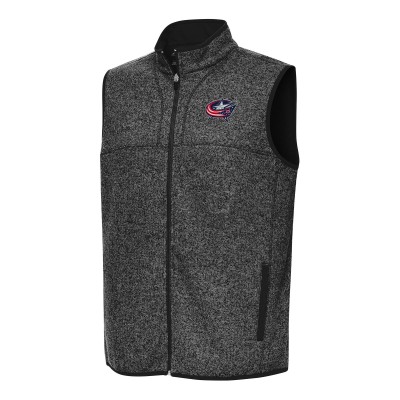 Columbus Blue Jackets Antigua Fortune Full-Zip Vest - Heather Black