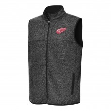 Detroit Red Wings Antigua Heather Black Fortune Full-Zip Vest