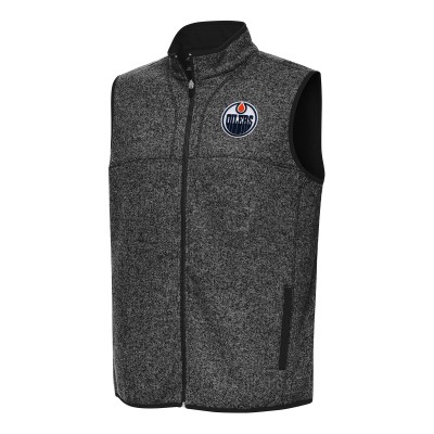Edmonton Oilers Antigua Heather Black Fortune Full-Zip Vest