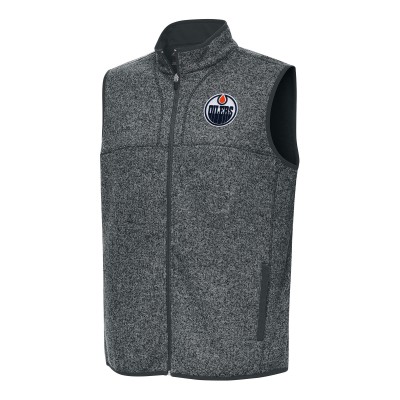 Edmonton Oilers Antigua Heather Gray Fortune Full-Zip Vest