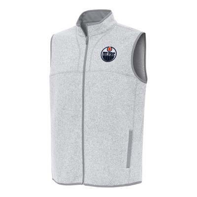 Edmonton Oilers Antigua Heather Gray Fortune Full-Zip Vest