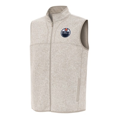 Edmonton Oilers Antigua Oatmeal Fortune Full-Zip Vest