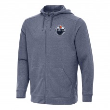Толстовка на молнии Edmonton Oilers Antigua Heather Navy Effortless