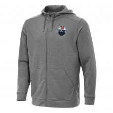 Edmonton Oilers Antigua Heather Black Effortless Full-Zip Hoodie Jacket