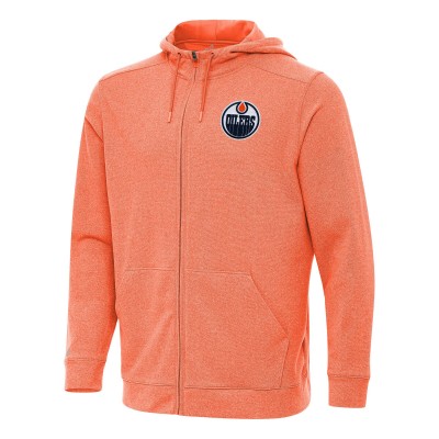 Толстовка на молнии Edmonton Oilers Antigua Heather Orange Effortless