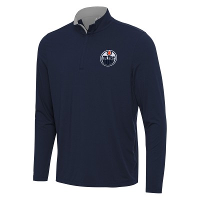 Кофта на короткой молнии Edmonton Oilers Antigua Navy/Gray Content