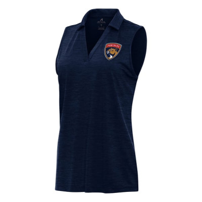 Женская поло Florida Panthers Antigua Heather Navy Layout Sleeveless V-Neck