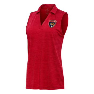 Женская поло Florida Panthers Antigua Heather Red Layout Sleeveless V-Neck