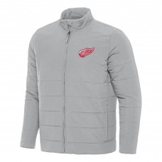 Detroit Red Wings Antigua Gray Swelter Full-Zip Puffer Jacket
