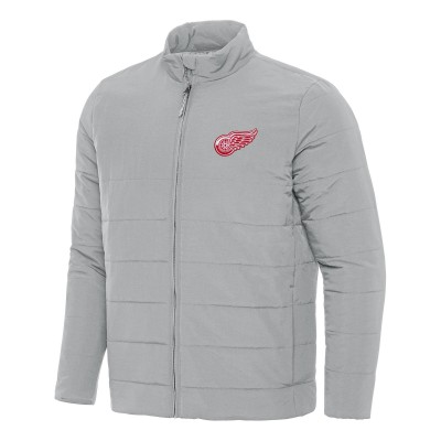 Detroit Red Wings Antigua Gray Swelter Full-Zip Puffer Jacket