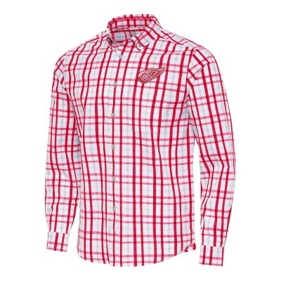 Рубашка Detroit Red Wings Antigua Tending 2 Button-Down - Red/Gray