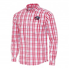 Columbus Blue Jackets Antigua Tending 2 Button-Down Long Sleeve Shirt - Red/Gray