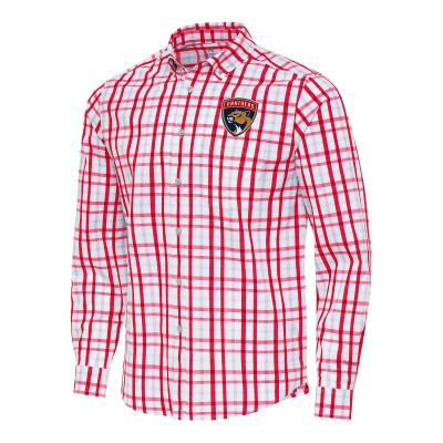 Рубашка Florida Panthers Antigua Tending 2 Button-Down - Red/Gray
