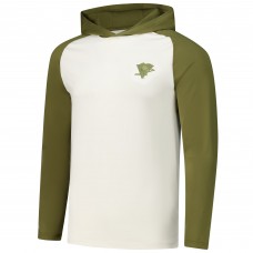 Футболка с длинным рукавом с капюшоном Pittsburgh Penguins Antigua Cream/Olive Intrepid Sand Raglan