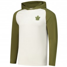 Футболка с длинным рукавом с капюшоном Toronto Maple Leafs Antigua Cream/Olive Intrepid Sand Raglan