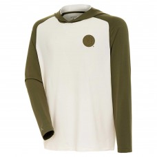 Boston Bruins Antigua Cream/Olive Intrepid Sand Raglan Long Sleeve Hoodie T-Shirt