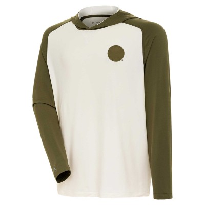 Футболка с длинным рукавом с капюшоном Buffalo Sabres Antigua Cream/Olive Intrepid Sand Raglan
