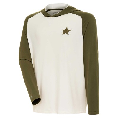 Футболка с длинным рукавом с капюшоном Dallas Stars Antigua Intrepid Sand Raglan - Cream/Olive